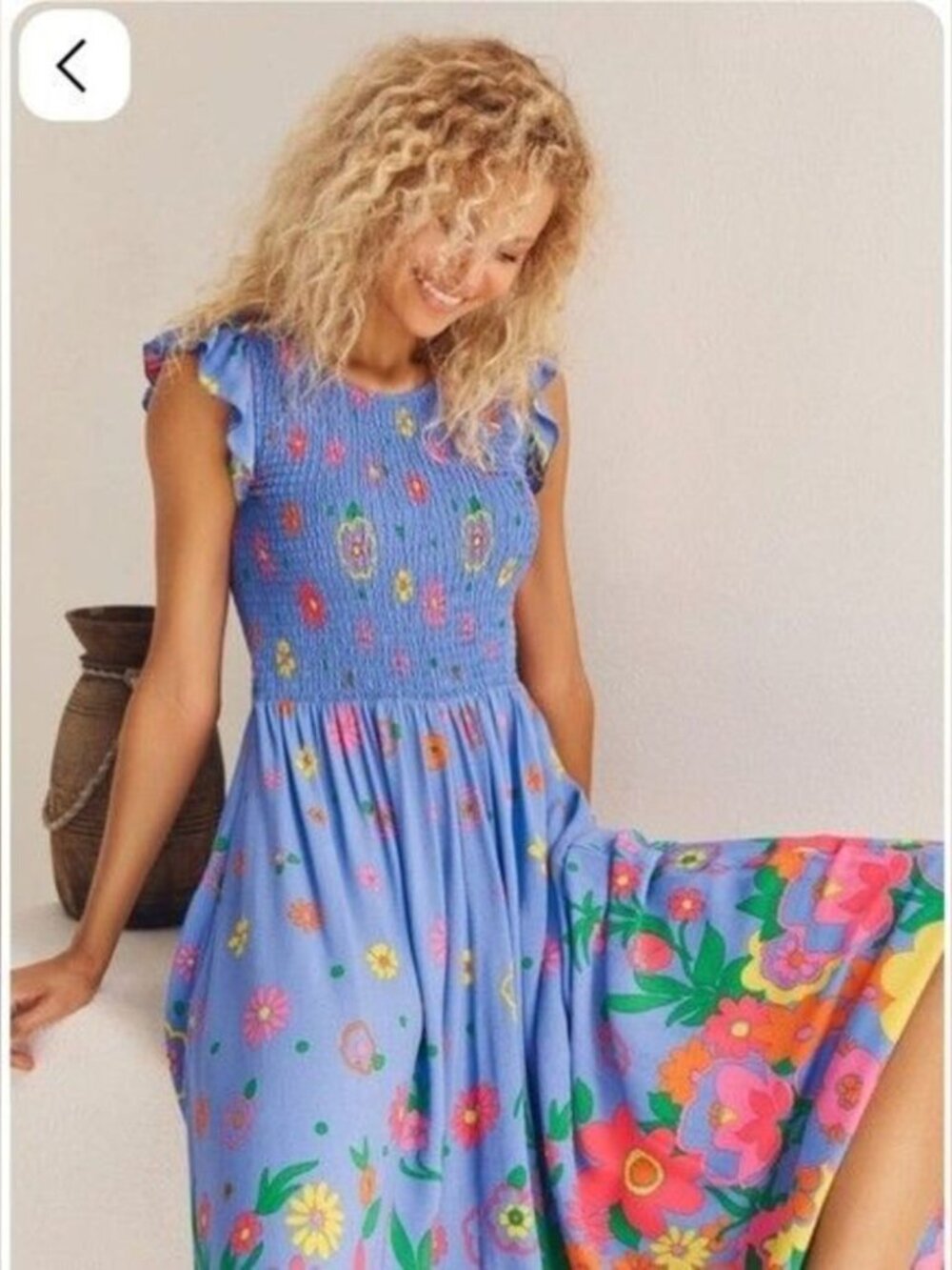 NWT MISTER ZIMI Abbie smocked floral Maxi Dress in Blue Meadow CUTE! Size 8 NEW - Picture 2 of 6